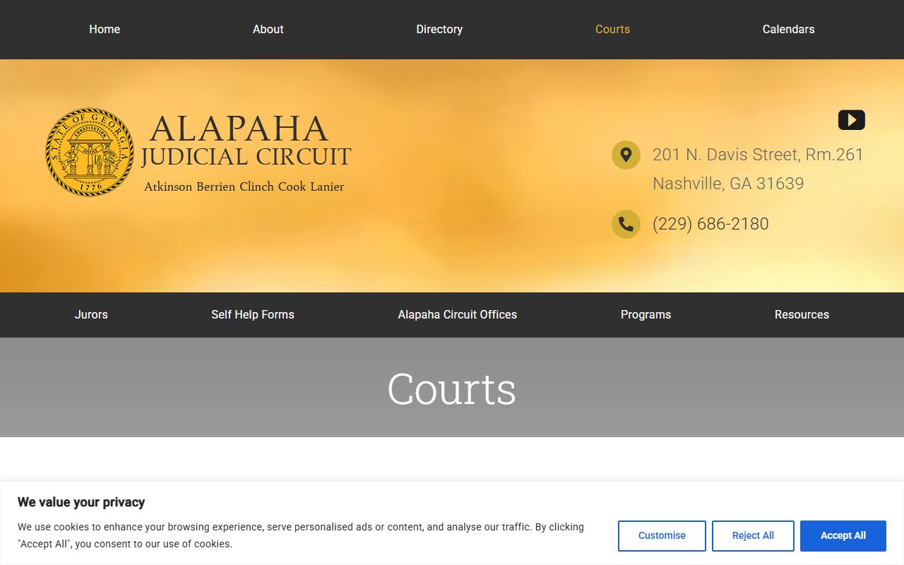 Lanier County court records after jail arrest Alapaha Judicial Circuit courts