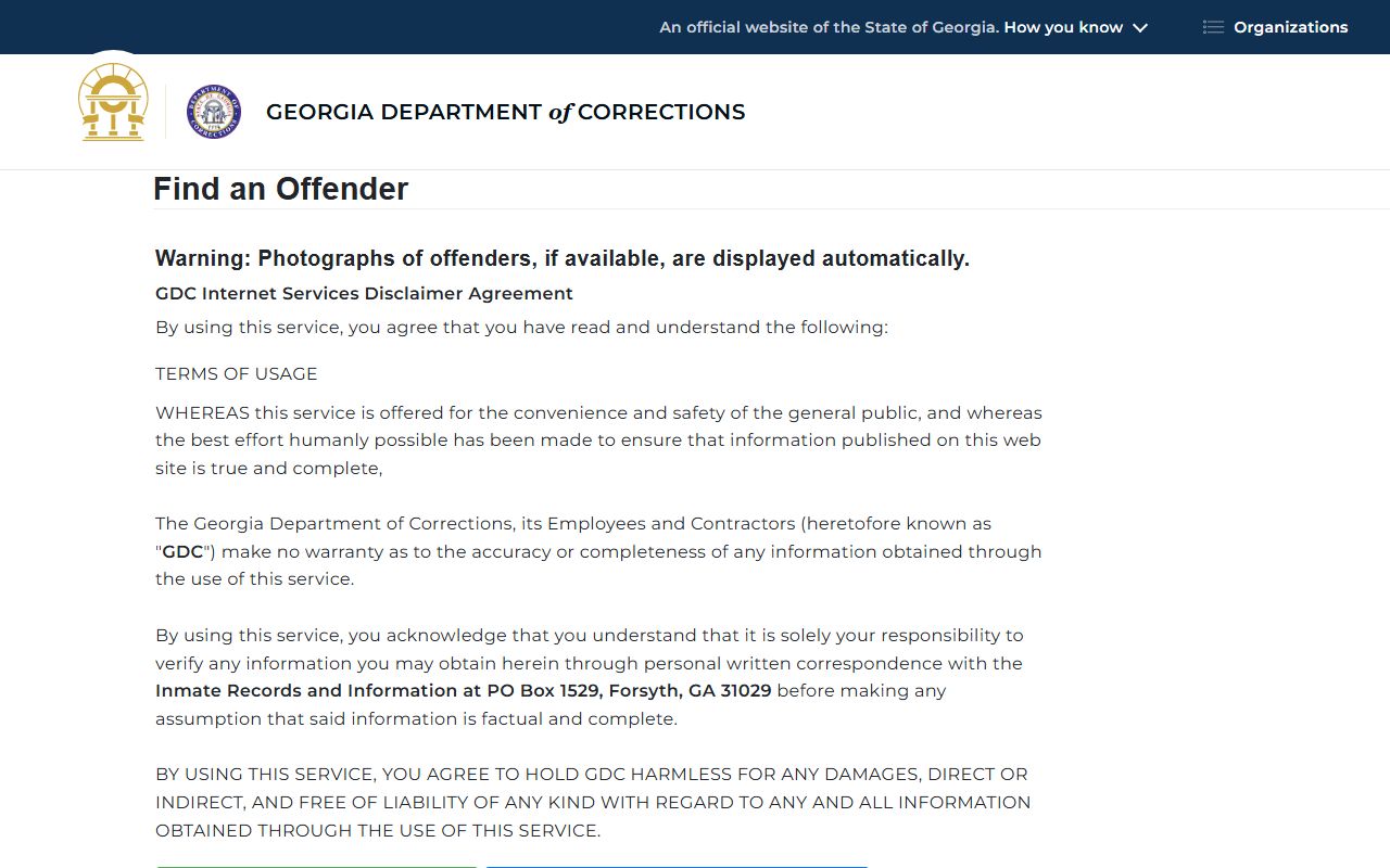 Lanier County inmate records GDC offender query locator
