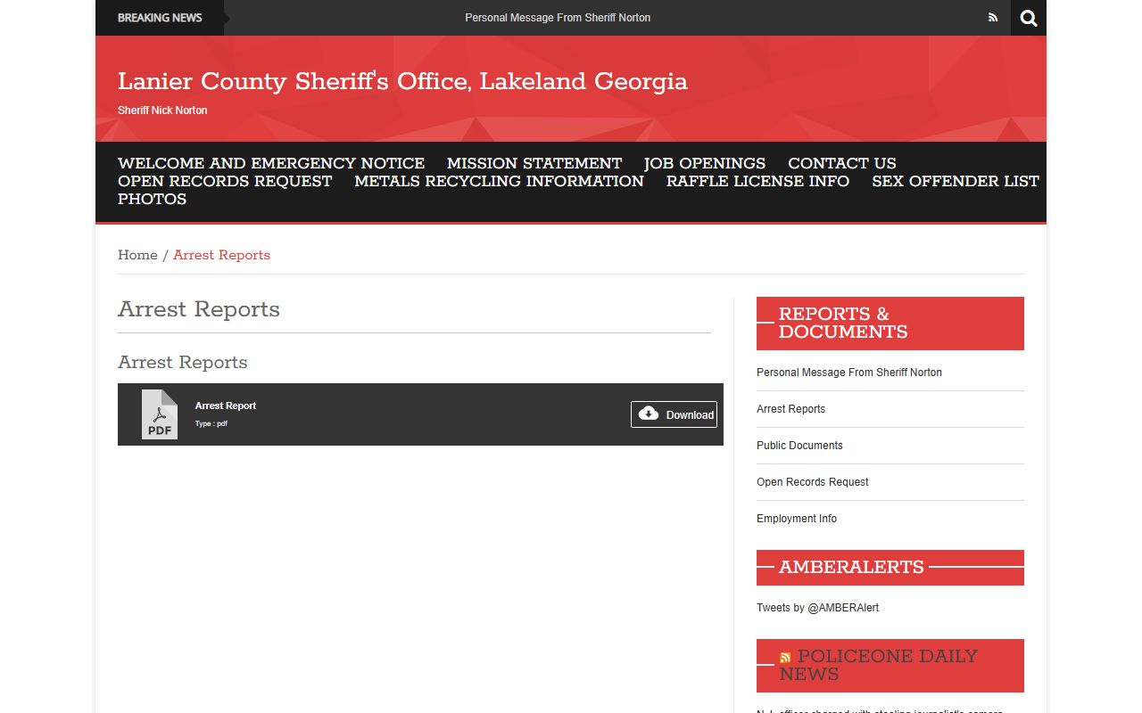 Lanier County Jail arrest report PDF inmate lookup channel