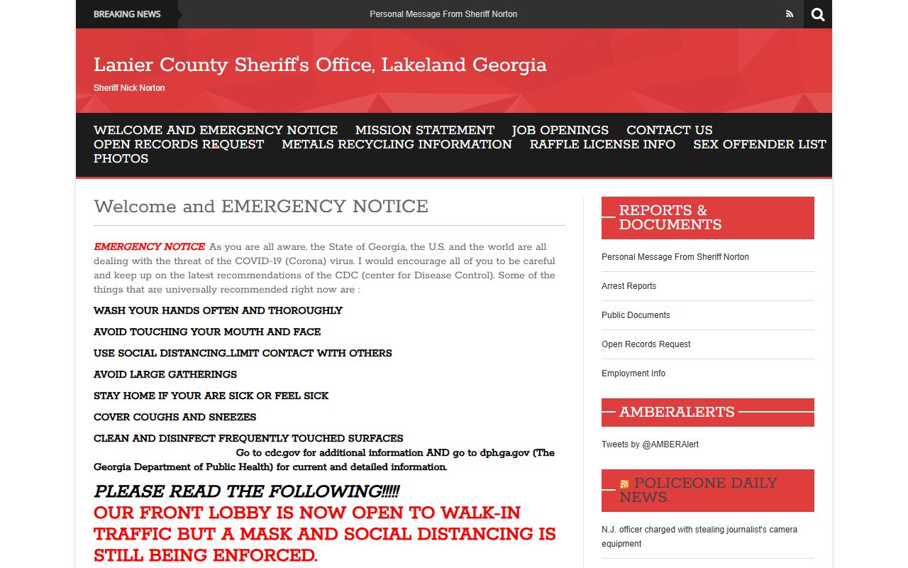 Lanier County inmate population sheriff homepage and jail authority